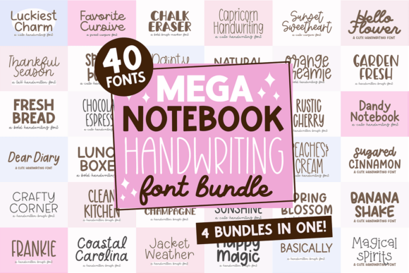 Mega Notebook Handwriting Font Bundle for Journal Design
